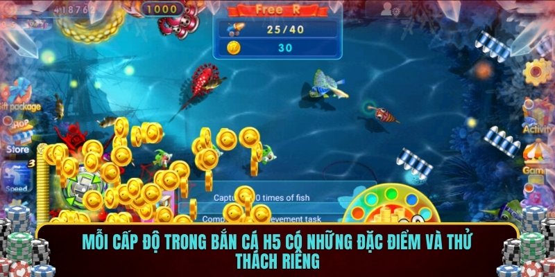 Mỗi cấp độ trong bắn cá H5 có những đặc điểm và thử thách riêng